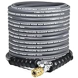 YAMATIC 5/16" Pressure Washer Hose 50FT, Kink Free Replacement Hose with Swivel Quick Connect, Non Marking Hot Water Power Washer Hose Max 212°F, 4000 PSI Steel Wire Braided & Rubber Jacket
