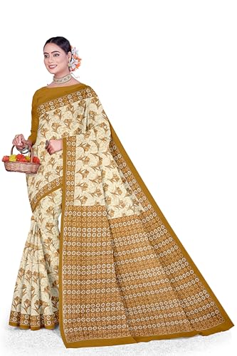 Image of TAMAIRA FASHION Mulmul Pure Cotton Saree For Woman Floral Batik Printed|Office Wear Daily Wear Sarees For Women Without Blouse Piece(Available in 18 Colours)