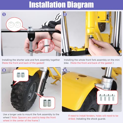 Image of Mini Bike Front Forks Kit Suspension Replacement for Coleman CT100U Monster Mega Moto MMB80 MMB105 80cc 105cc Motovox MBX10 MBX11 Baja DB30 GMB100 TrailMaster Storm 200 Powersports Parts