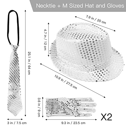 BESTOYARD 3 stuks Shinny Pailletten kostuumsets Dance Party Jazz Hip-Hop Dance Performance accessoires sets voor dansen party (zilveren jazz hoed, stropdas, handschoen) - Image 6