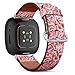 CJBROES Replacement Leather Watch Band, Compatible with Fitbit Versa 3 and Fitbit Sense of Wristband Bracelet Accessory - Realistic-Rose