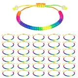 OPIURVY 30 pezzi braccialetti intrecciati fatti a mano colorati, braccialetti dell'amicizia colorati, set di boho regolabili,regalo,Donna Regalini Fine Festa Compleanno