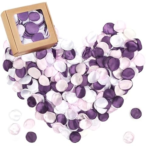HIALTODAY 400pcs Purple Rose Petals Flower Silk Petals for Wedding Flower Girl Basket Fake Scatter Rose Petals for Wedding Bridal Shower Table Aisle Runner Romantic Night Valentine's Day Decorations Cover