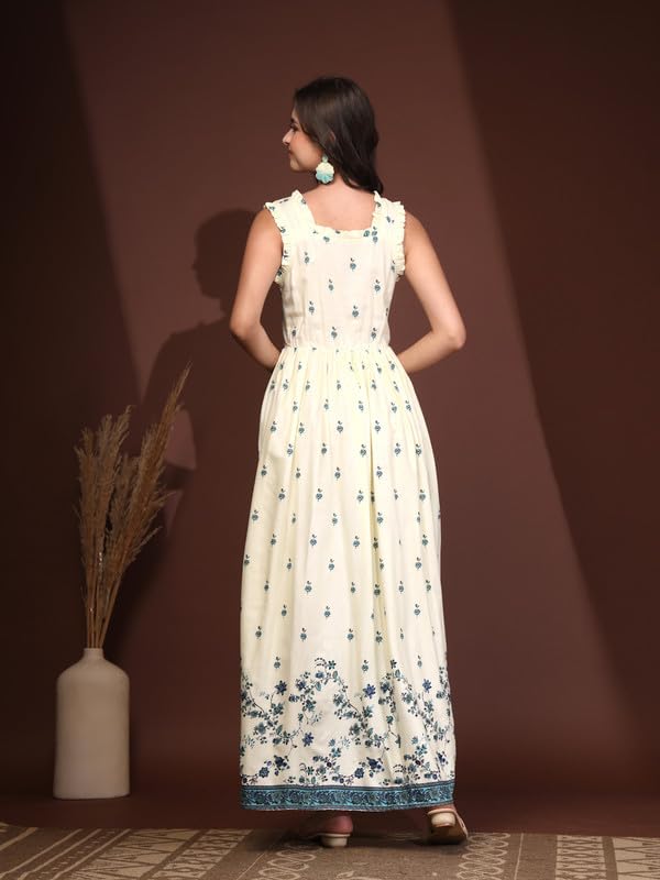 Image of Dress for Women | New Rayon Floral Printed Flared Maxi Dress for Women & Girl's
