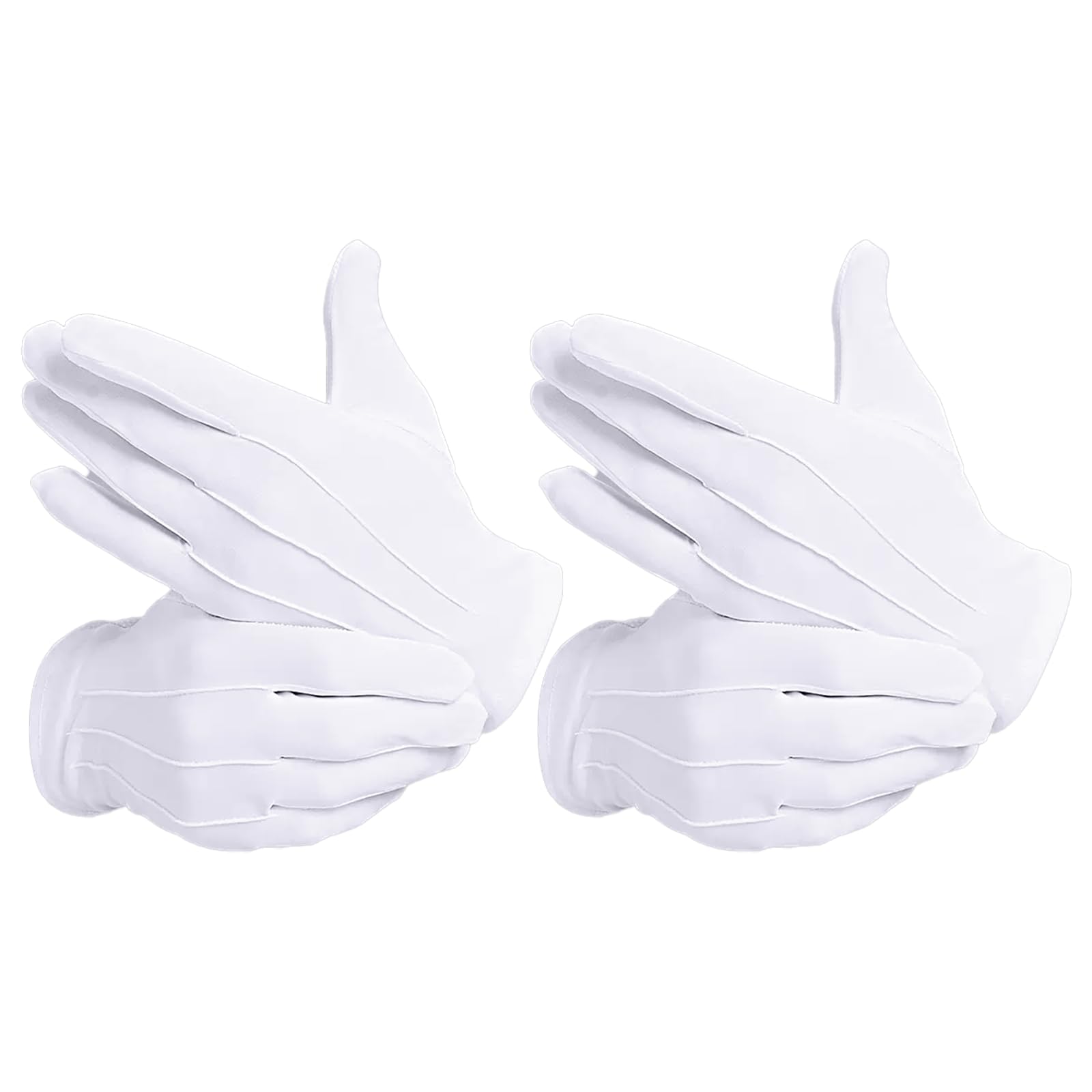 2 Pairs White Gloves for Handling Wedding Dress, Fancy Dress and Jewelry, Stitched Nylon Gloves