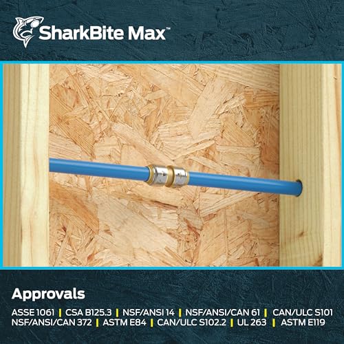 Image of SharkBite Max 3 /4 Inch Coupling, Pack of 4, Push to Connect Brass Plumbing Fitting, PEX Pipe, Copper, CPVC, PE-RT, HDPE, UR016A8