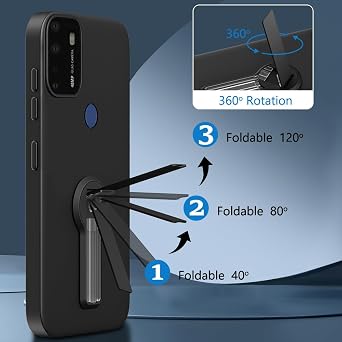 Case for AT&T Radiant Max 5G 6.8/Cricket Dream 5G /AT&T Fusion 5G/Cricket Innovate 5G Phone Case with Glass Screen Protector 360 Rotatable Folding Kickstand/Stand Protective Cover Case - Black