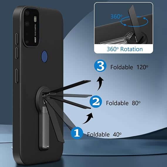 Case for AT&T Radiant Max 5G 6.8/Cricket Dream 5G /AT&T Fusion 5G/Cricket Innovate 5G Phone Case with Glass Screen Protector 360 Rotatable Folding Kickstand/Stand Protective Cover Case - Black