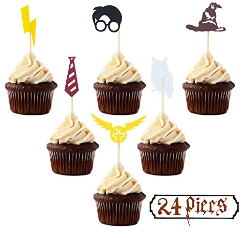 Wizard Cupcake Toppers (Set of 24) Wizard School Birthday Party Decorations Supplies Party