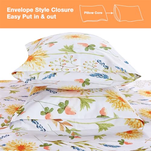 Image of JSD Boho Floral Printed Sheet Set Cal King Deep Pocket | 4 Piece Soft Botanical Microfiber Sheets, OEKO-TEX Certified, Easy Care