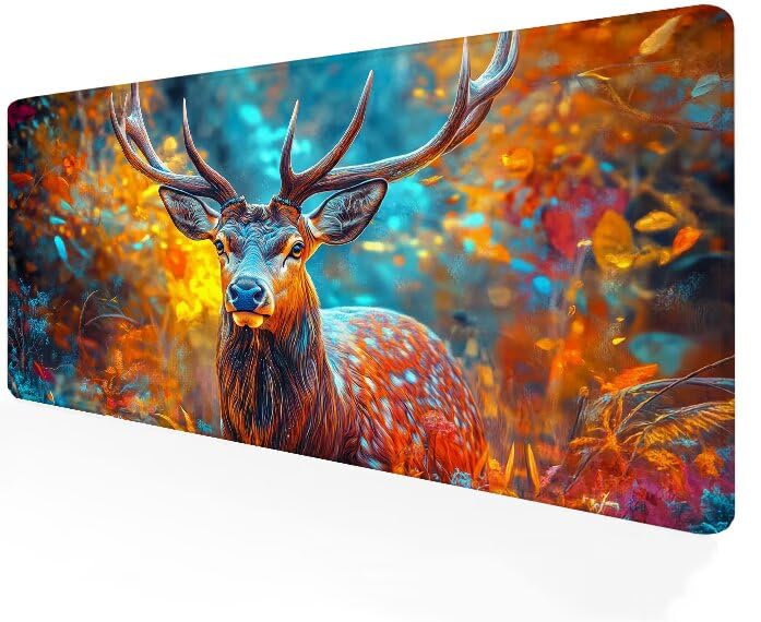 Desk mat de précision 900x400mm cerf coloré avec base caoutchouc stable