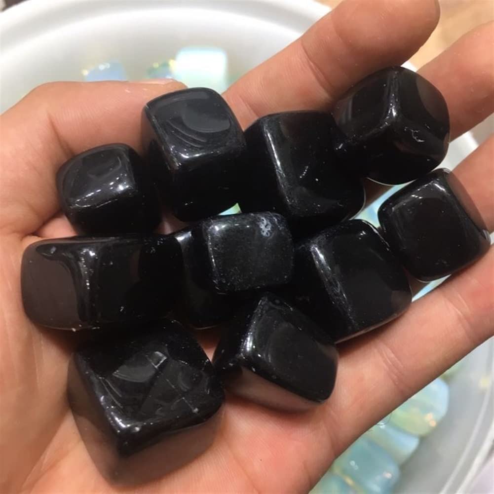 Haussammlung Natürlicher Kristall, rauer -Kristall, natürlicher schwarzer Obsidian, Trommelstein, polierte Kristallwürfelsteine, können verwendet Werden für(Size:400g)