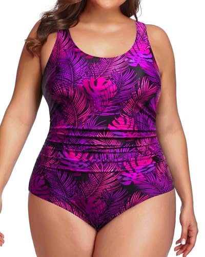 Daci Women Plus Size One Piece Swimsuit with Ruched Tummy Control