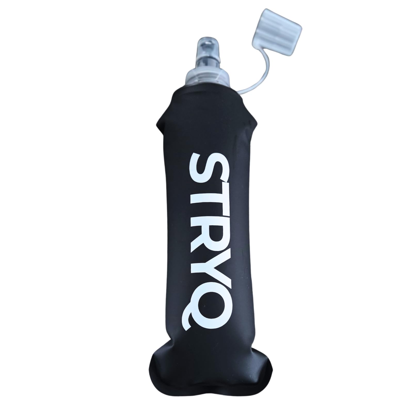 Stryq Black Soft Flask 500Ml, Collapsible Running Water Bottle, Leakproof Bite Valve With Cap, 42Mm Wide Mouth, Tpu Bpa Free Hydration Flask For Running Vest, Trail, Marathon, Hiking X2 (2)