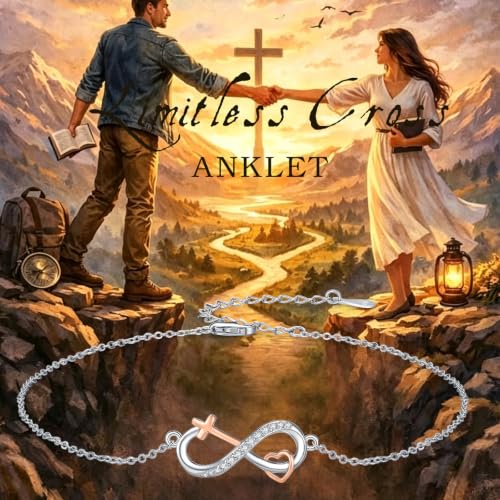 Image of MEDWISE Mothers Day Gifts for Mom Women Infinity Anklet 925 Sterling Silver Adjustable Cross Anklet Summer Beach Jewelry Gifts for Daughter Women Wife Mom