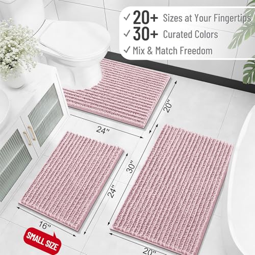Image of OLANLY Bathroom Rug Mat 44x32, Thick Soft and Absorbent Chenille Bath Mat, Non-Slip Rubber Backing, Machine Washable Quick Dry Bath Rugs for Tub Shower Floor, Home Decor Accessories, Dusty Rose