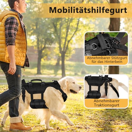 Hundegeschirr, Verstellbare Hundegeschirr Mittelgroße Hunde, Atmungsaktive Sicherheitsgeschirr Hund Mit Griffen, Abnehmbare Hunde Sicherheitsgeschirr, DREI Größen Panikgeschirr(L)