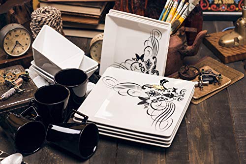1 Aparelho De Jantar/chá 20 Peças Quartier Tattoo - Gm20-2414 Oxford Branco/preto