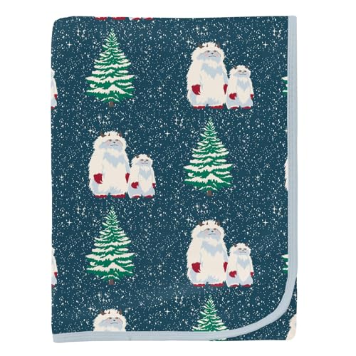 Image of KicKee Print Swaddle Blankets, Silky Soft Baby Blanket, Security Blanket, Sized 40” x 29” (Peacock Yeti - One Size)