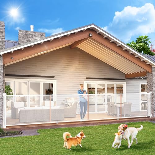 Image of 180" Extra Wide Retractable Baby Gates for Large Openings, 42" Extra Tall with Support Rods, Prevent Crawling, Mesh Dog/Pet Gate for Stairs/Doorways, Indoor/Outdoor Use