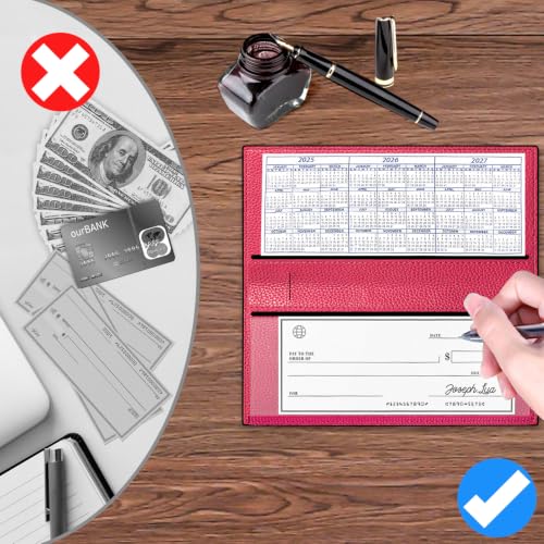 Image of CASMONAL Checkbook Cover for Women & Men, PU Leather Wallet RFID Blocking