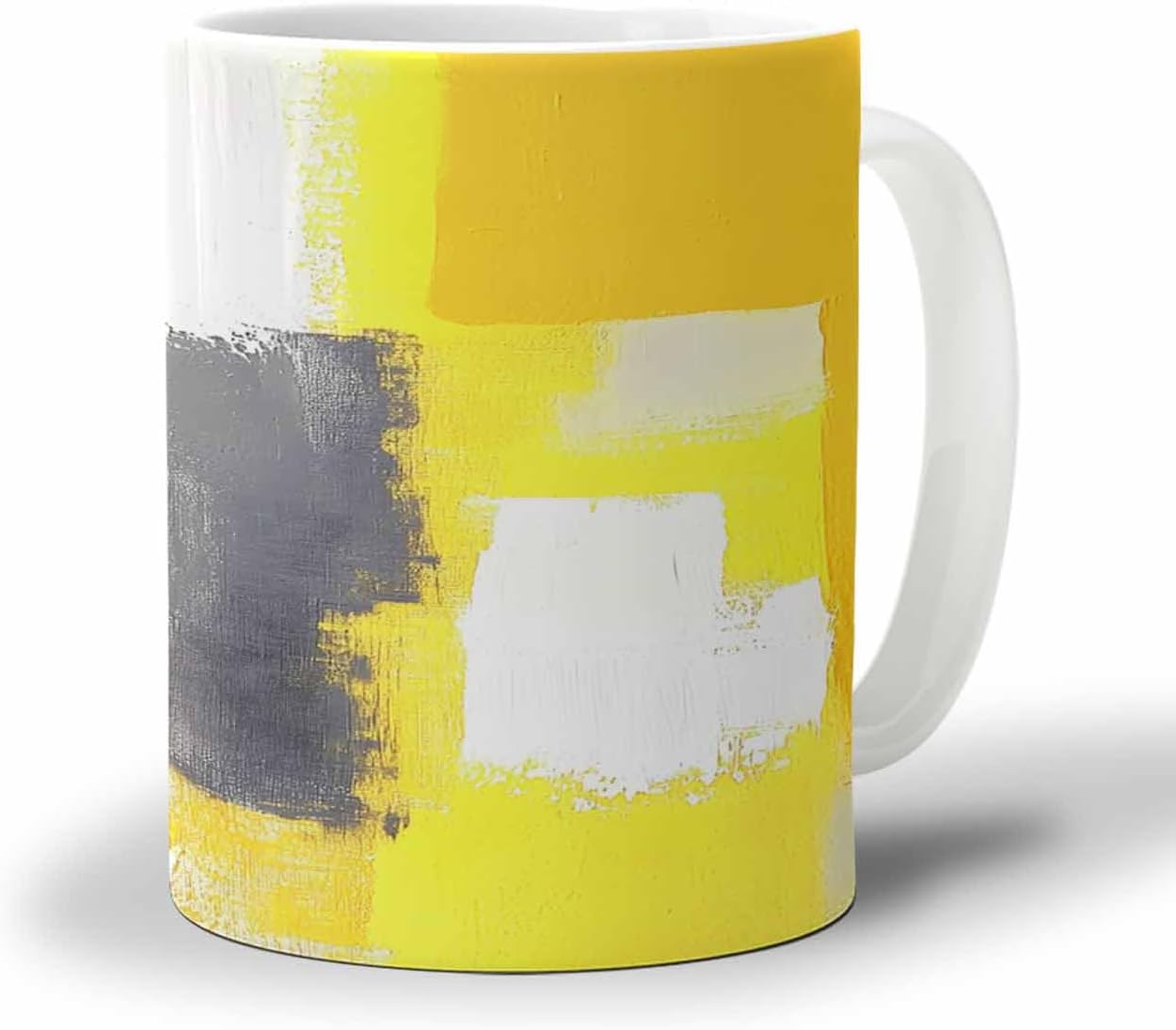 BEMIGO Ceramic Coffee Mug Graffiti Ceramic Mug White Cup, Abstract Texture Insulated Coffee Cup with Handle with Pattern Perfect for Tea and Hot Beverages, 12oz