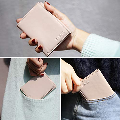 Banuce Top Grain Leather Trifold Wallet for Women Small with Credit Card Holder and ID Window2