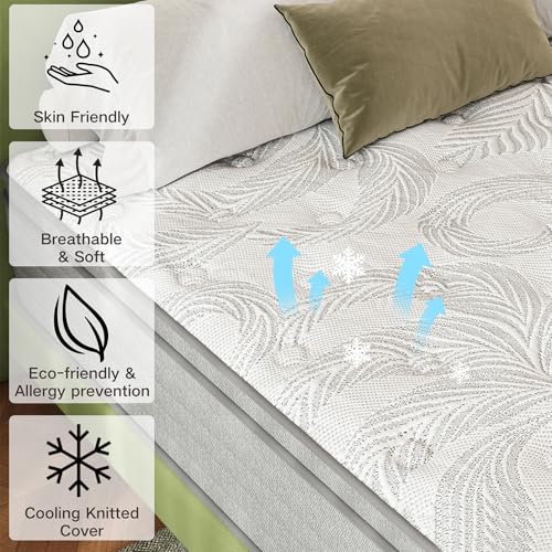 Image of 14 Inch Full Mattress Gel Memory Foam Mattresses, Hybrid Mattresses in a Box Individually Pocket Springs, Full Size Mattress 14 Inch, Medium Firm, Fiberglass Free&Pressure Relief, CertiPUR-US