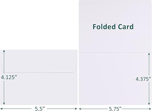 Miniatura 8 de Eupako Tarjetas y sobres blancos en blanco, paquete de 100 unidades, 4.125 x 5.5 pulgadas, cartulina plegada y sobres A2, autosellado para tarjetas