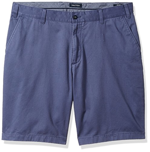 Nautica Men's Big and Tall Cotton Twill Flat Front Chino Short, Blue Indigo, 40W