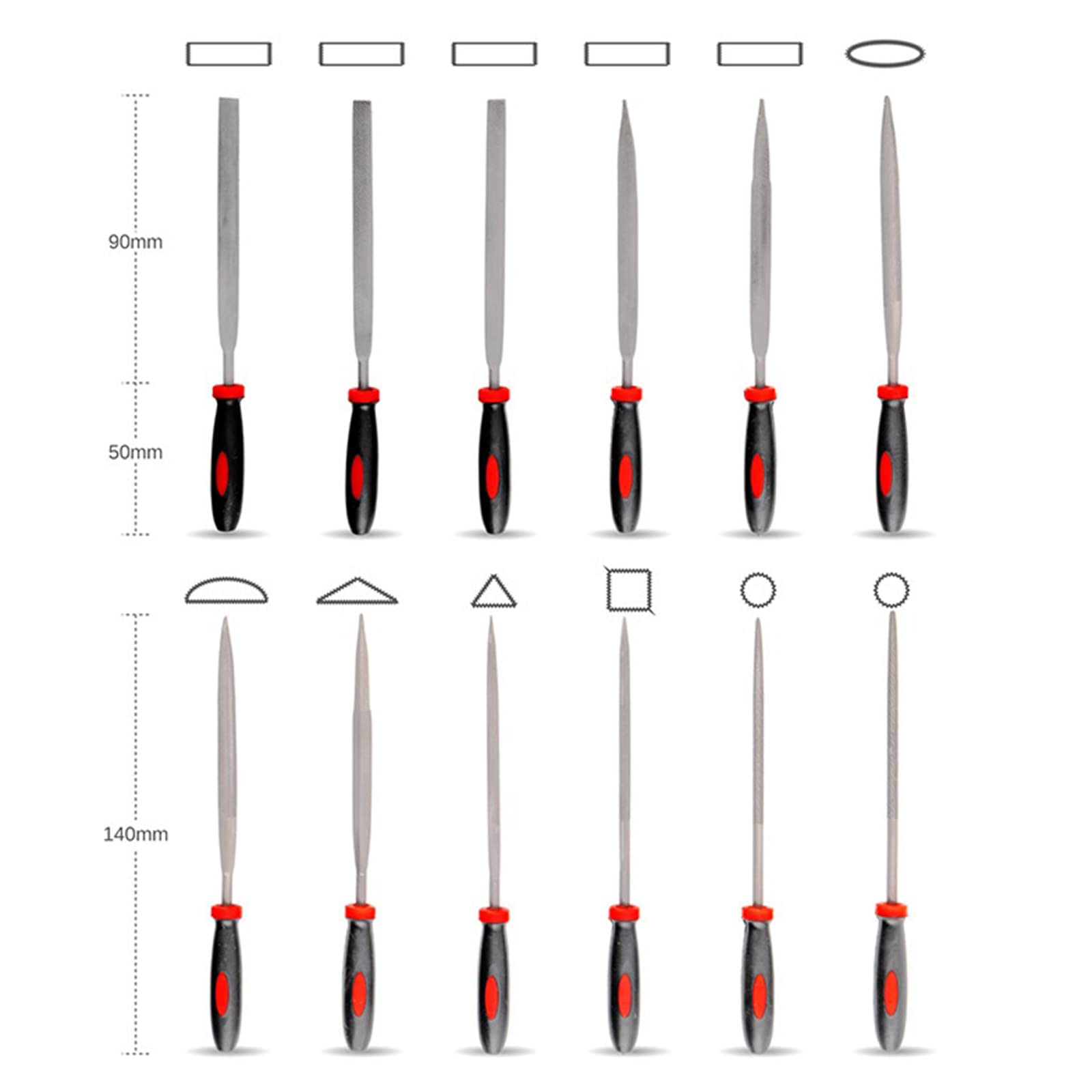 Juego de 16 limas planas, semicirculares, redondas, para limas triangulares, juego de limas de aguja para metal, vidrio, joyería, tallado en madera, juego de limas multiusos para trabajos de metal