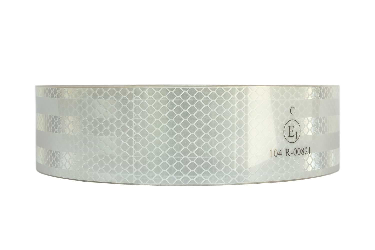 UNITRAILER Rotolo Nastro Catarifrangente Adesivo Bianco Larghezza 50mm Lunghezza 45m Segnalazione Ingombro Veicoli Telone Omologato ECE 104 per Rimorchio Camion Carrello Sicurezza