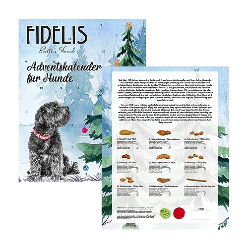 Fidelis - XL-Adventskalender für Hunde Hundebesitzer mit 50 gesunde Snacks