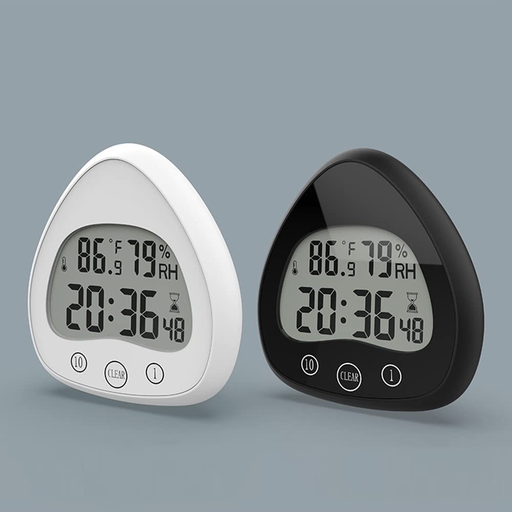 Orologio da Parete Digitale per Bagno Doccia Muto Timer da Cucina Super Impermeabile Antiappannamento Antipolvere con Ventosa Temperatura Umidità Induzione(Bianco)