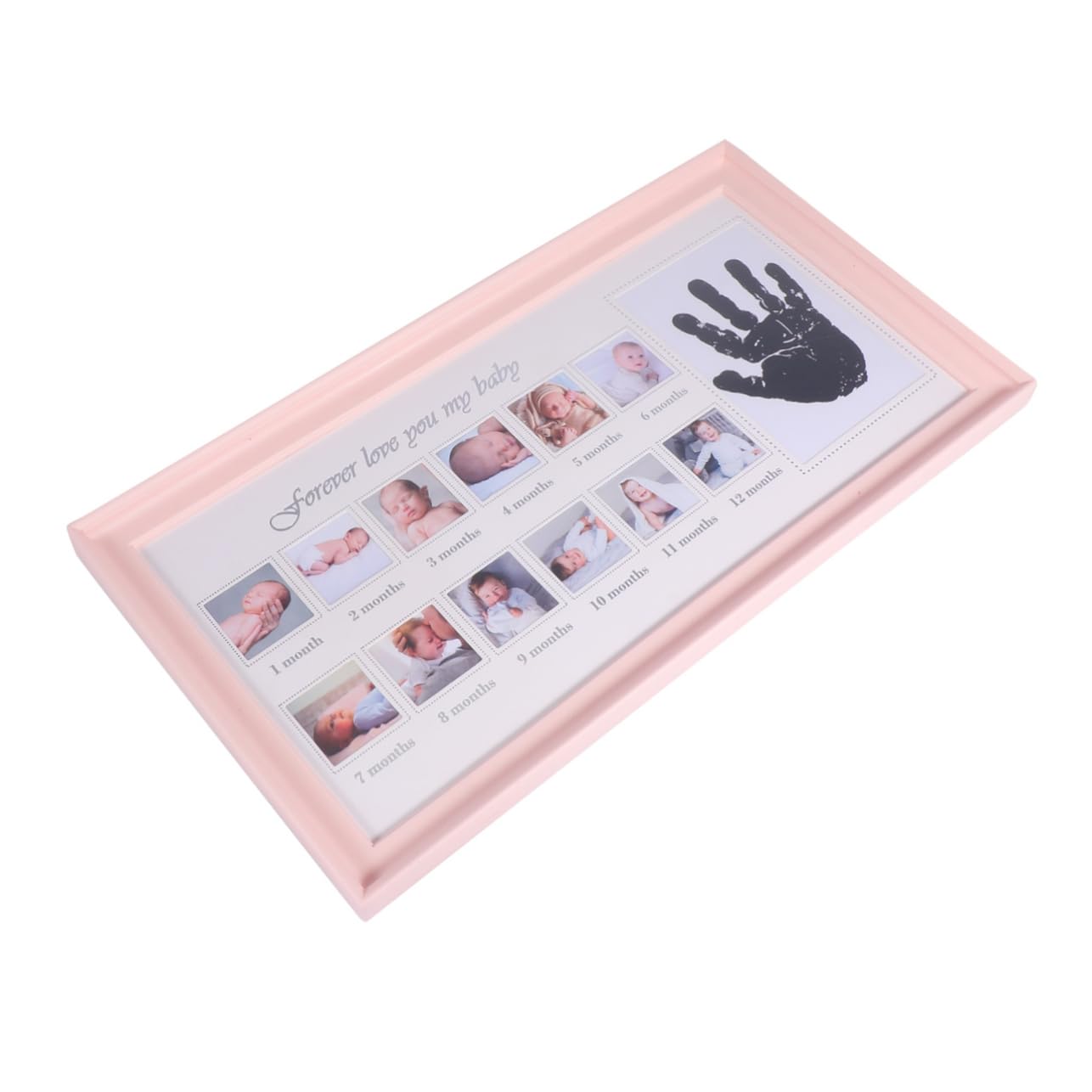 Hemoton 12-month Milestone Growth Record Photo Frame for Boy Fingerprint Display Holder Newborn Photo Frame Prints