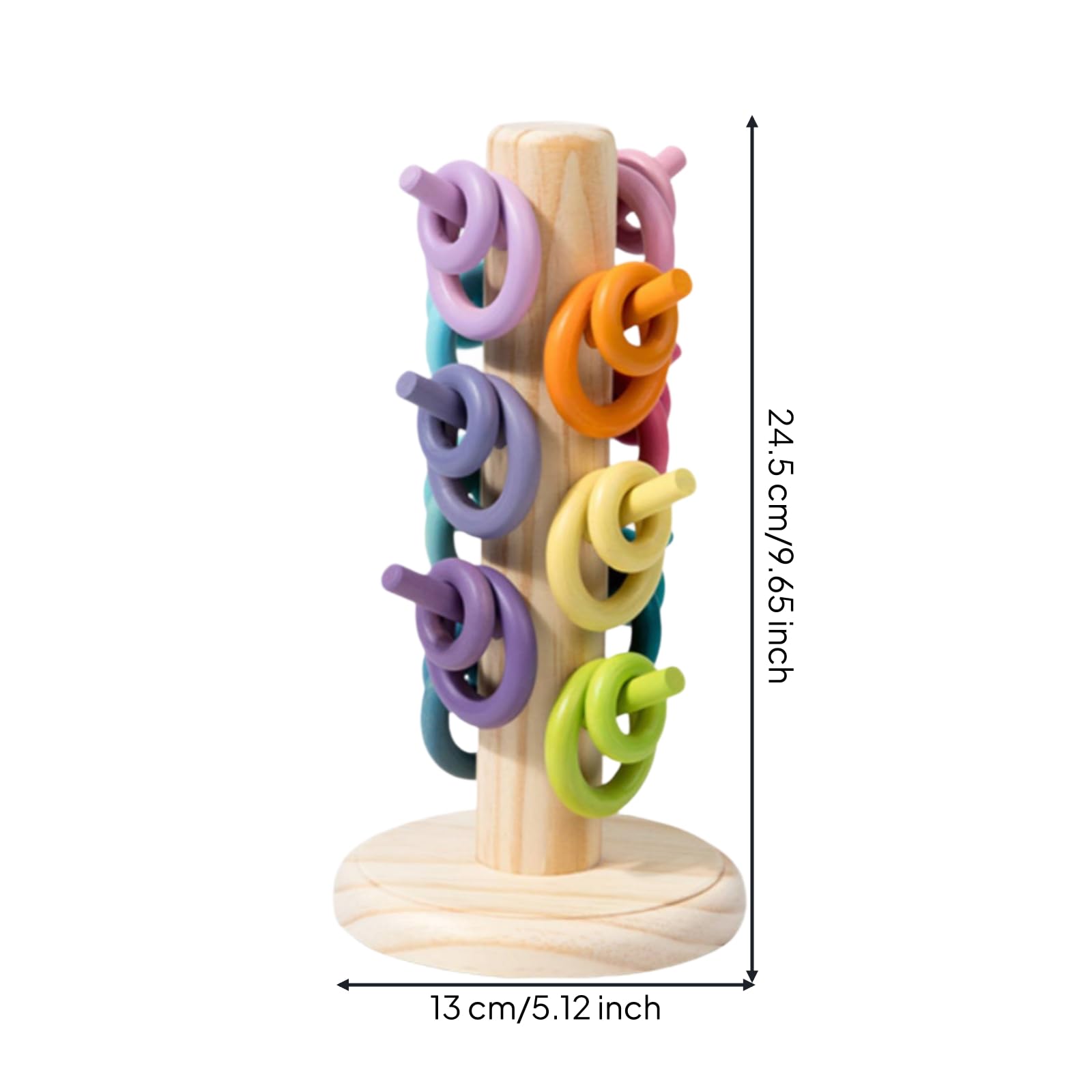 Torre da Impilare in Legno Moderna, Albero Arcobaleno, Versione Macaron, Peso 0,6 Kg, 13,5 × 13,5 × 25 Cm