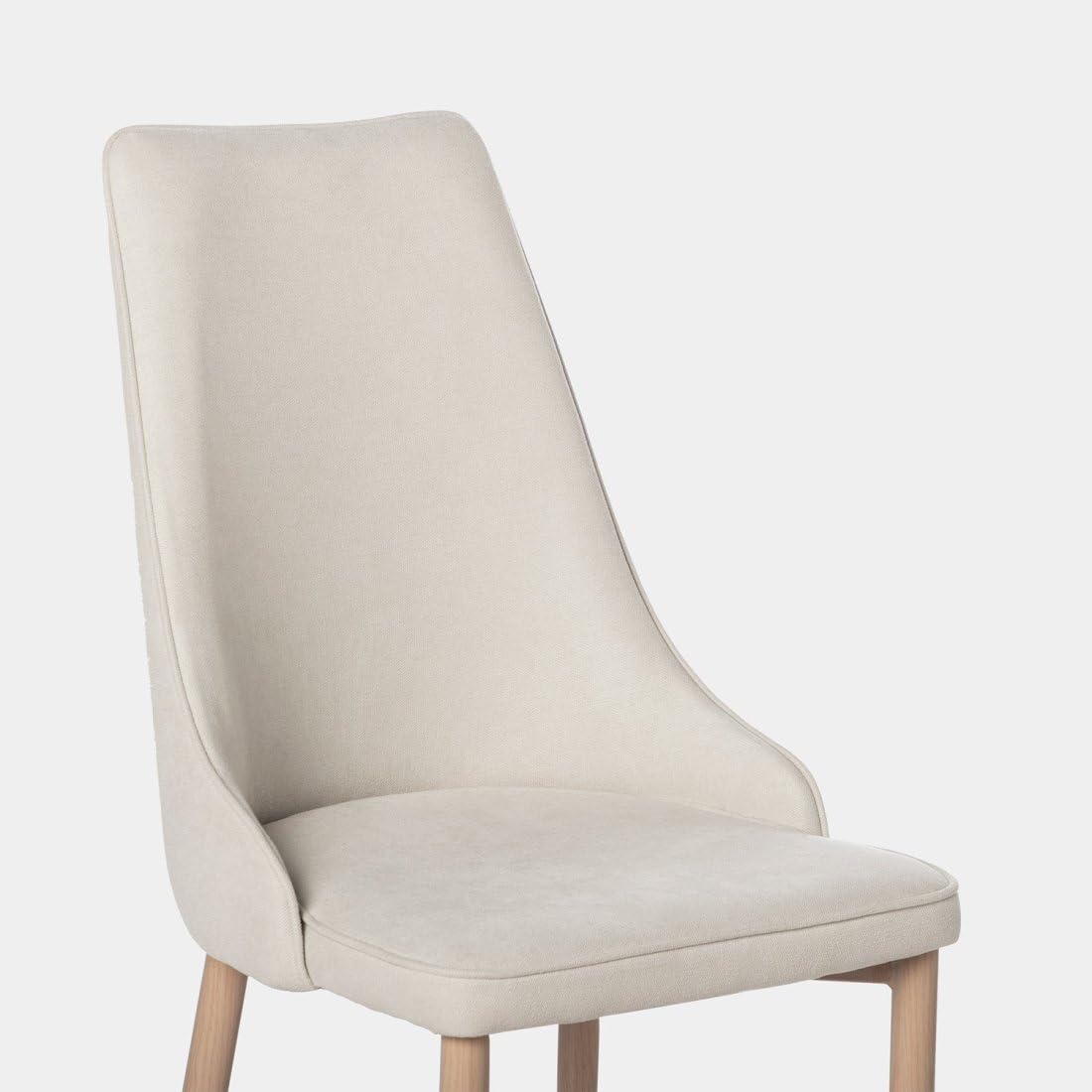 KLAST Silla de Comedor tapizada Beige con Pata Natural