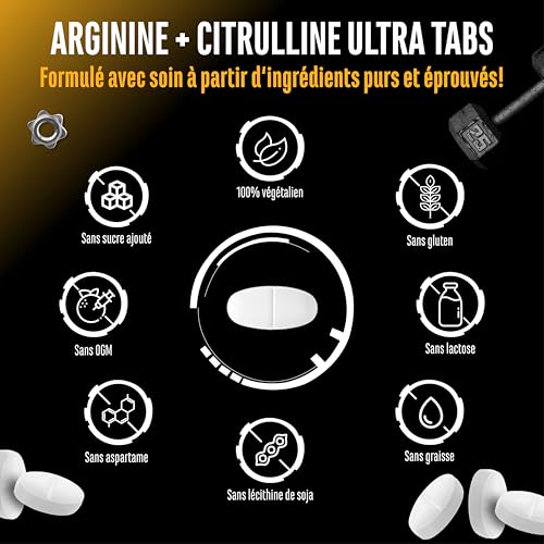 L-arginine + L-citrulline Ultra comprimés - 300 comprimés avec 1100 mg - Association à haute dose de L-arginine base et L-citrulline malate 2:1 - Végan – Image 5
