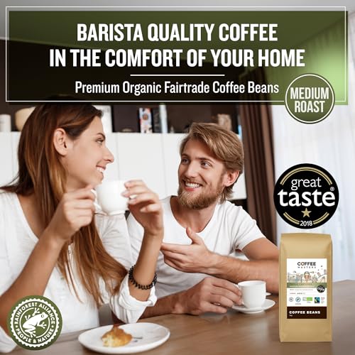 Coffee Masters Triple Certified Arabica Coffee Beans 4x1kg - Fairtrade Organic Blend - Medium Roast Whole Bean, Ideal for Espresso Machines - The Great Taste Award Winner