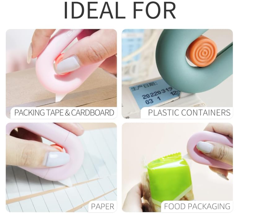 Image of Ceramic Box Cutter Retractable, Package Opener Box Opener, Safety, Magnetic, Mini, Cute, Pink, Small for Daily Online Shopping /Kitchen /Office /Beauty Gift Unpacking