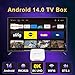 Android 14.0 TV Box 2025, LEFFOT M1 Plus 4K UHD Streaming Device for TV with HDR10+, 4GB RAM + 128GB ROM, Smart TV Box with 2.4G & 5G Dual-Band WiFi 6, BT 5.4, Voice Control, RK3528 Quad Core A53