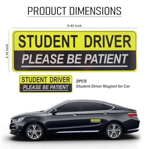 Image of 2PCS Student Driver Magnet for Car,Reflective Student Driver Sticker Magnet for Car Makes Others Quickly Recognize Novice Drivers,Magnetic Students Drivers Sticker for Cars