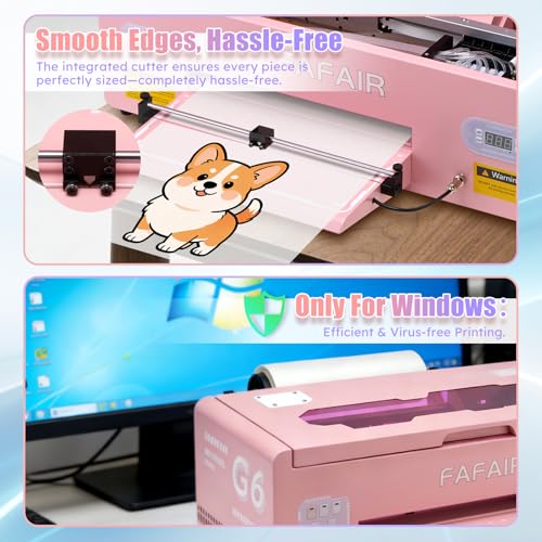 Image of FAFAIR A3 L1800 DTF Printer with 6 Smart Upgrades, DTF Printing Machine with White Ink Mixing System & Auto Clean, High Speed Production DTF Printer Bundles for Apparel Shoes Hats, (L1800+Oven, Pink)