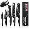 SHARPZE Kitchen Knife Set of 6 | Ultra Sharp Stainless Steel Blade | Kitchen Knives Set with Sharpener & Knives Sheath | Chef's Kitchen Knife Set