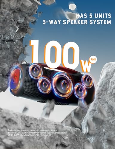 Image of ALPSS AUDIO 100watts RMS Bluetooth Party Speakers with ESIS New Digital Equalizer Settings, Powerful Speaker-Tweeter with Party Multi-Electrifying LED Lights, Sleek MIC for Karaoke