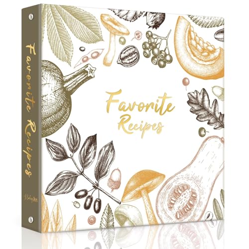 Recipe Binder with Plastic Sleeves Full Page Cards and Dividers Recipe Binder 8.5x11 3 Ring Blank Recipe Book Binder to Write in Your Own Recipes (Color Veggies)