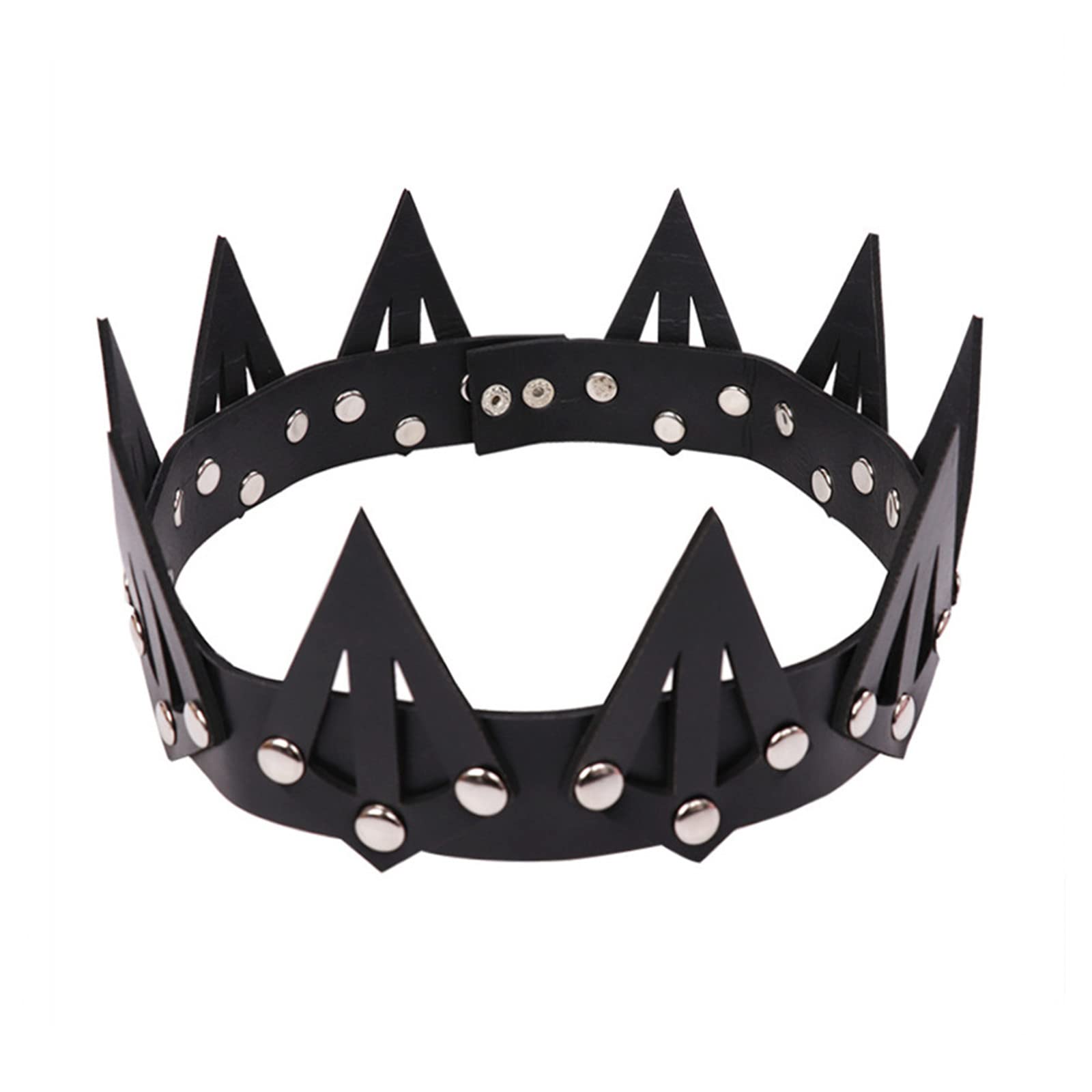 Leather Crown Unisex King Queen Gothic Crown for Halloween Masquerade Cosplay Wedding Birthday Party Costume