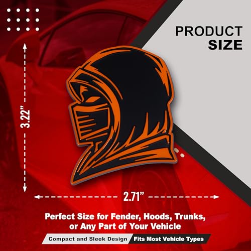 Image of Ninja Emblem, Custom 3D Car Badge - Universal Exterior Accessories for Car, Truck, SUV, Motorcycle (Set of 2) (Orange)
