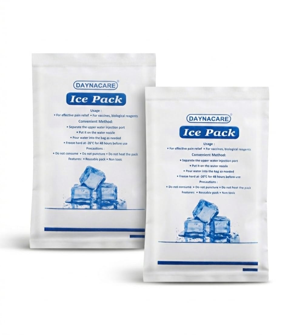 Daynacare Reusable Freezer Ice Pack | Long-Lasting Medical Ice Pack for Travel, Hospital & Vaccine Delivery | Cold Gel Pack for Food & Beverage Storage, Cooler Bags (Pack of 2)