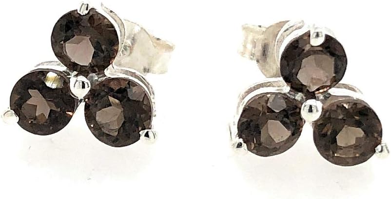 Genuine 2ct Smoky Topaz 925 Solid Sterling Silver Earrings 7mm - Image 8